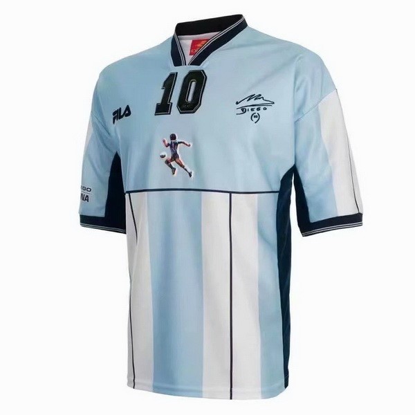 Maillot Football Argentine NO.10 Maradona Domicile Retro 2001 Bleu